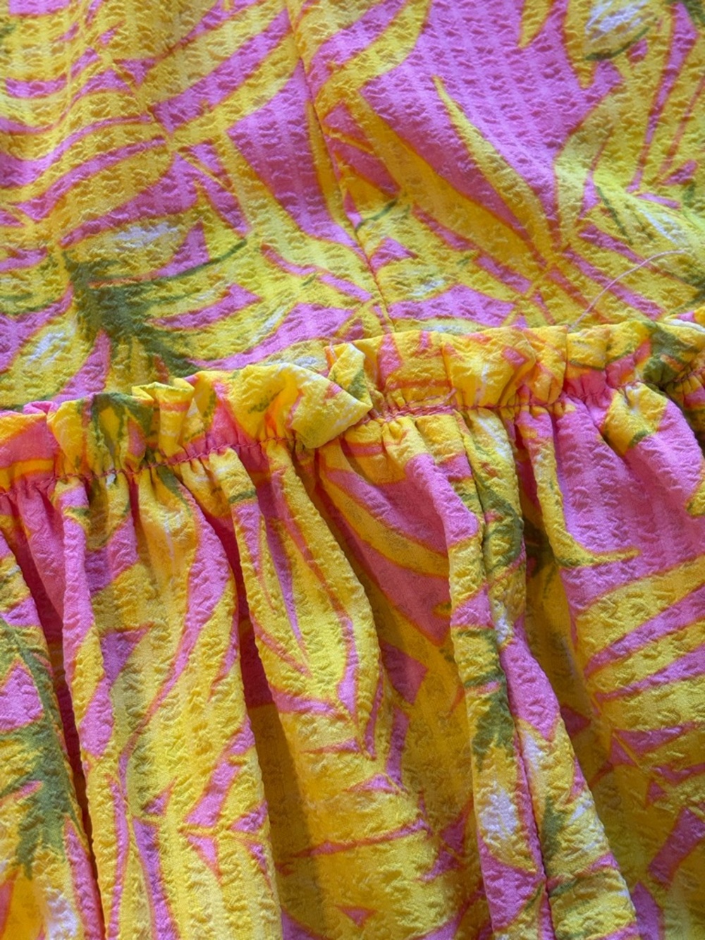 🌸 Scoop Dress Women Size Large Pink Yellow Leaf Off Shoulder Maxi - Picture 7 of 11